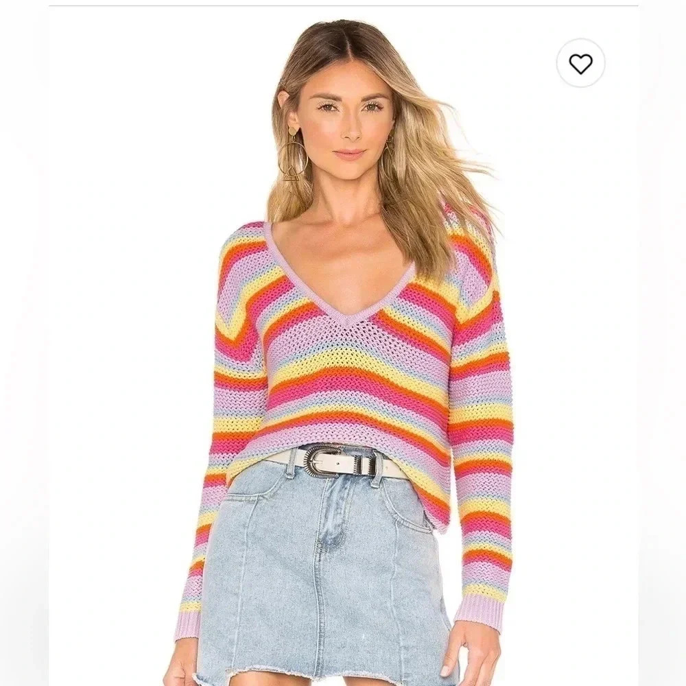 Lovers and Friends | Camino Sweater in Bright Rainbow | Size XS